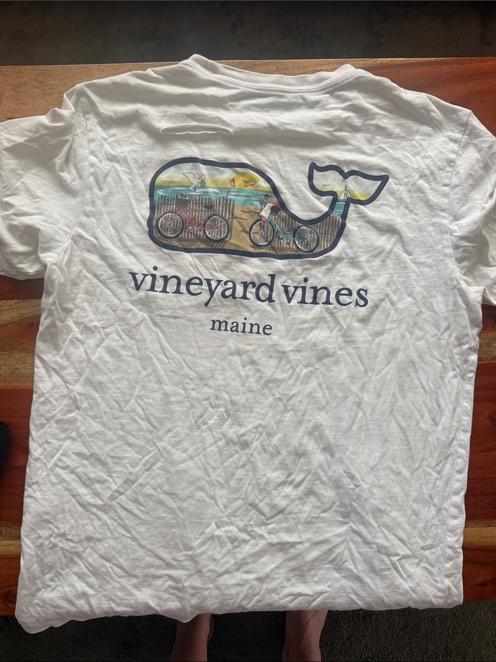 Vineyard Vines White Whale Graphic Tee with Beach Scene